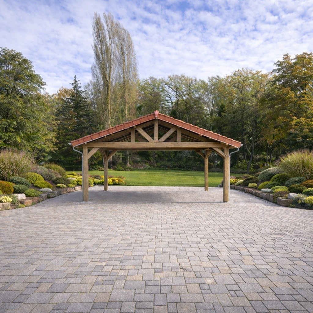 Carport bois double pente sur mesure