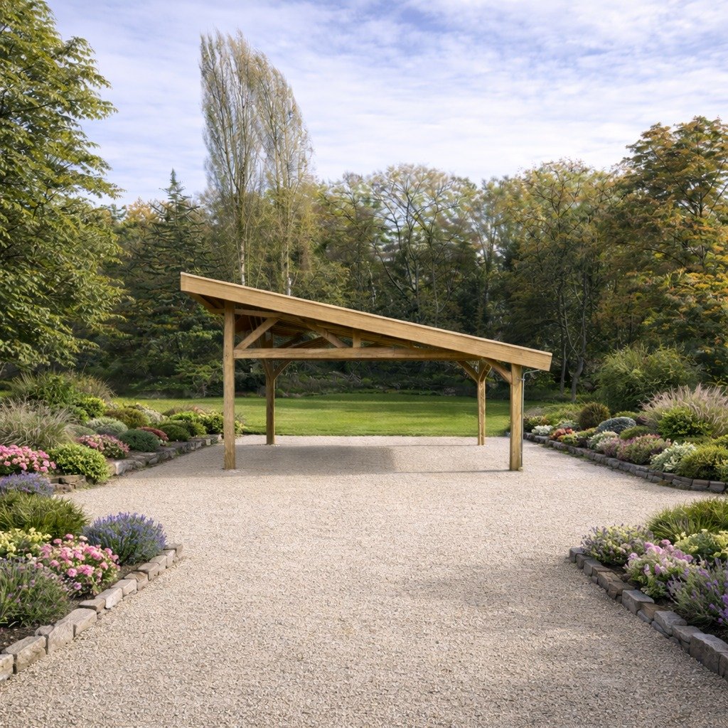 Carport bois sur mesure monopente fabriqué par Living Concept