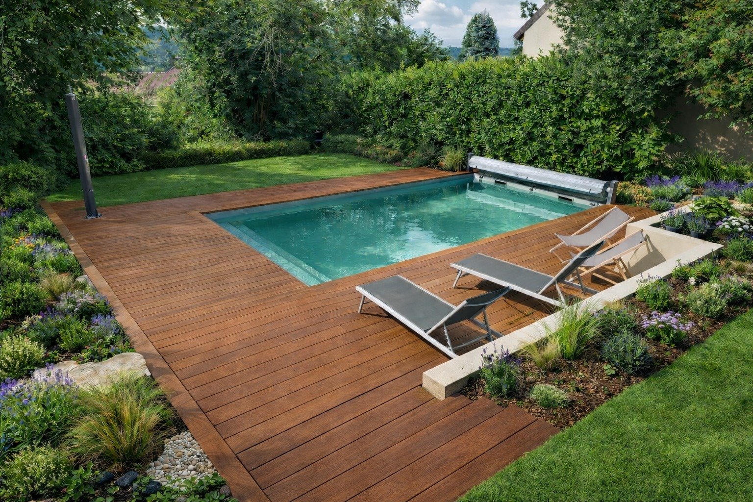 Terrasse en bois avec piscine