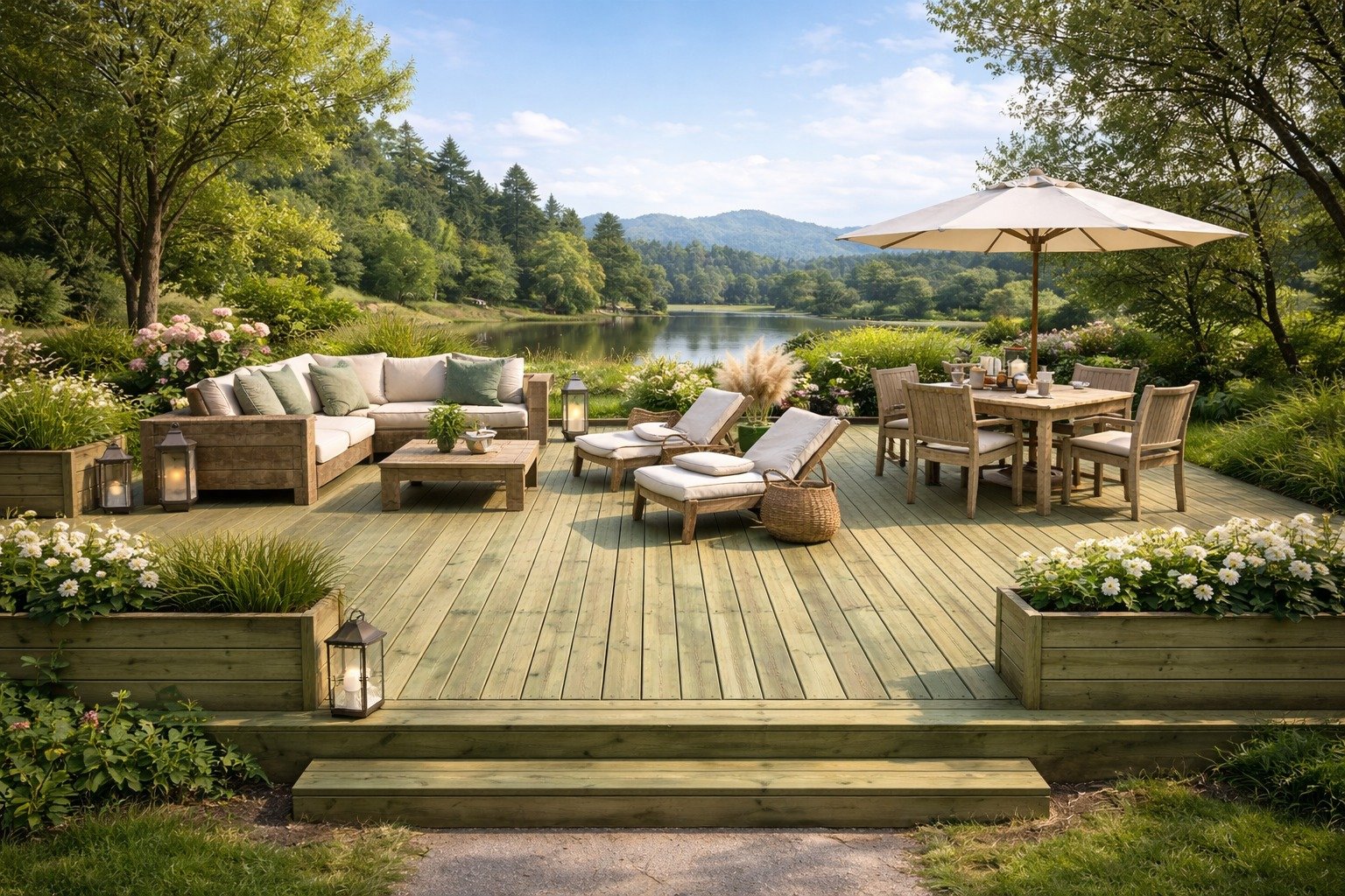Exemple de terrasse en pin